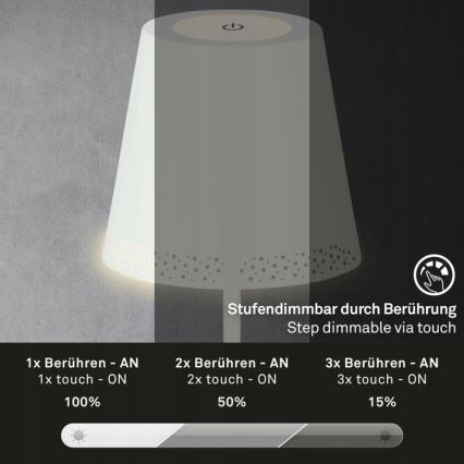 Briloner 1438016 - Lampada da terra touch LED dimmerabile LED/3,5W/5V 3000K 130 cm bianco