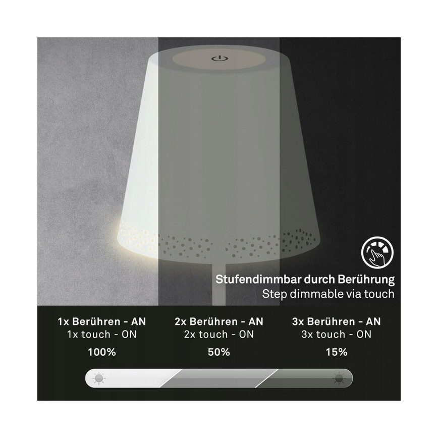 Briloner 1438016 - Lampada da terra touch LED dimmerabile LED/3,5W/5V 3000K 130 cm bianco