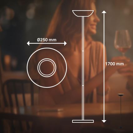 Briloner 1500015 - Lampada da terra dimmerabile a LED ESTATE LED/8W/5V 4000 mAh nera