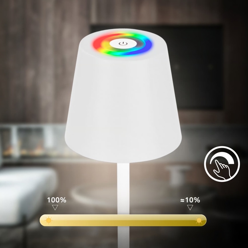 Briloner 1507016 - Lampada da terra dimmerabile a LED KIKI LED/4,3W/5V IP44 2600 mAh bianca