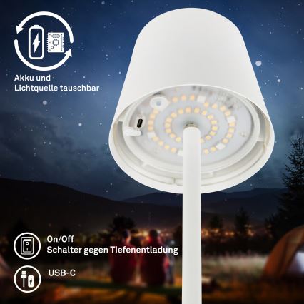 Briloner 1507016 - Lampada da terra dimmerabile a LED KIKI LED/4,3W/5V IP44 2600 mAh bianca