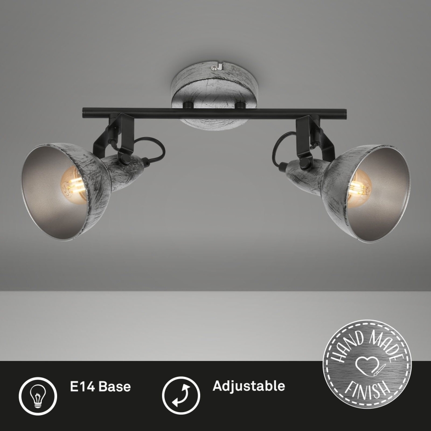 Briloner 2049-024 - Faretto RETRO 2xE14/40W/230V grigio