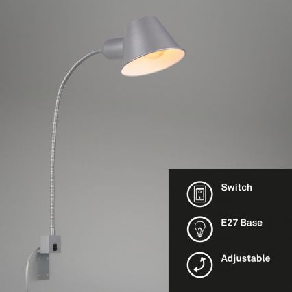 Briloner 2079-014 - Lampada flessibile a parete 1xE27/10W/230V argento