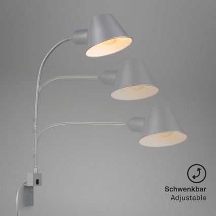 Briloner 2079-014 - Lampada flessibile a parete 1xE27/10W/230V argento