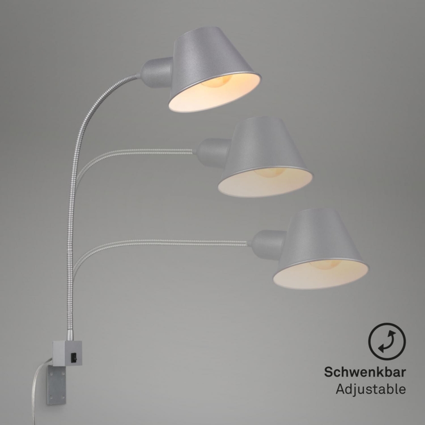Briloner 2079-014 - Lampada flessibile a parete 1xE27/10W/230V argento
