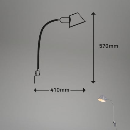 Briloner 2079-014 - Lampada flessibile a parete 1xE27/10W/230V argento
