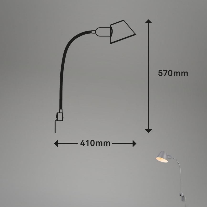 Briloner 2079-014 - Lampada flessibile a parete 1xE27/10W/230V argento