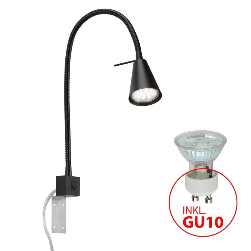 Briloner 2080-015 - Lampada da parete flessibile LED COMFORT LIGHT 1xGU10/5W/230V nera