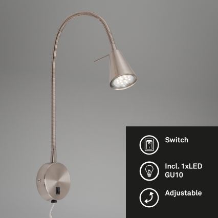 Briloner 2082-012 - Lampada da parete LED flessibile COMFORT LIGHT 1xGU10/5W/230V cromo opaco