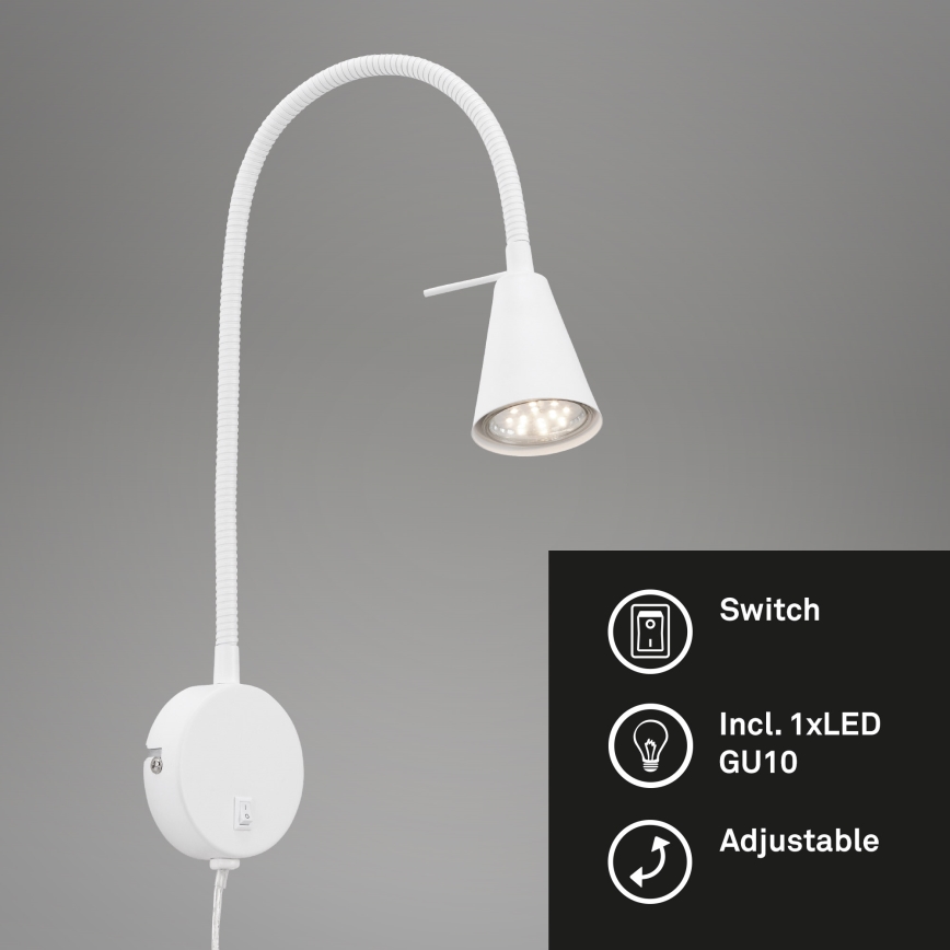 Briloner 2082-016 - Lampada da parete LED flessibile COMFORT LIGHT 1xGU10/5W/230V bianca