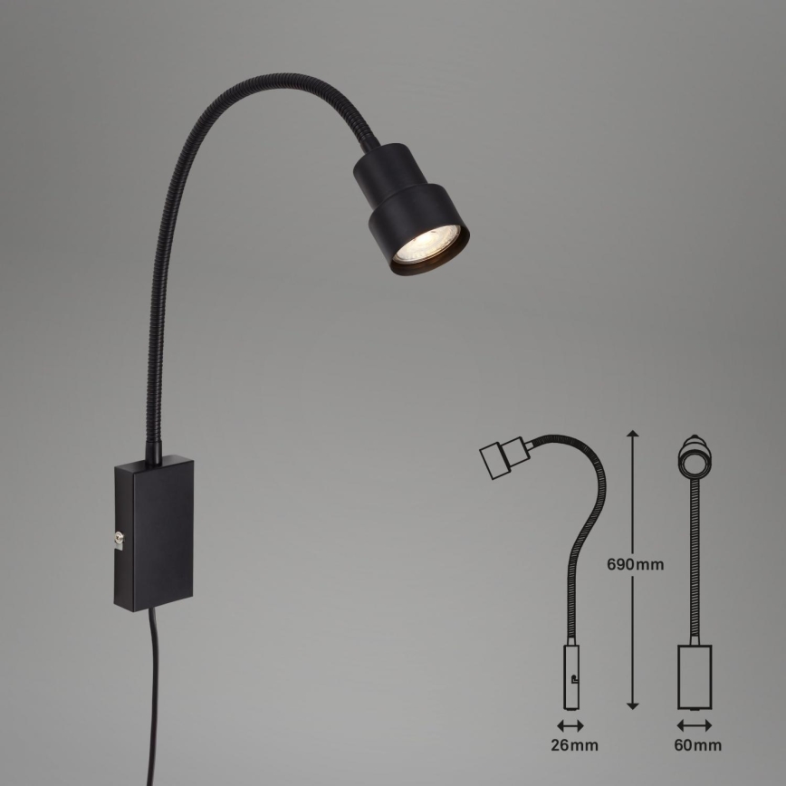 Briloner 2085-015 - Lampada da parete LED Touch TUSI 1xGU10/5W/230V nero