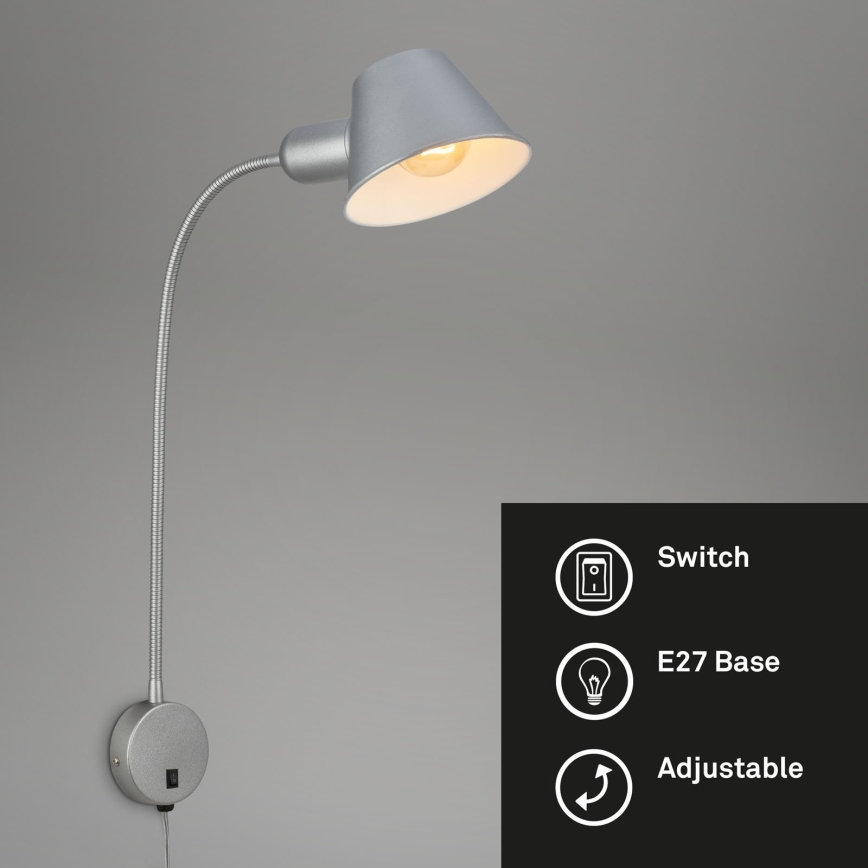 Briloner 2089-014 - Lampada da parete flessibile BRELLO 1xE27/10W/230V cromo opaco
