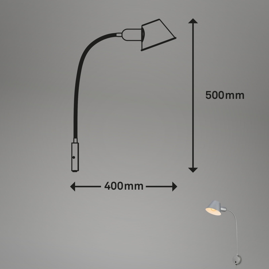 Briloner 2089-014 - Lampada da parete flessibile BRELLO 1xE27/10W/230V cromo opaco