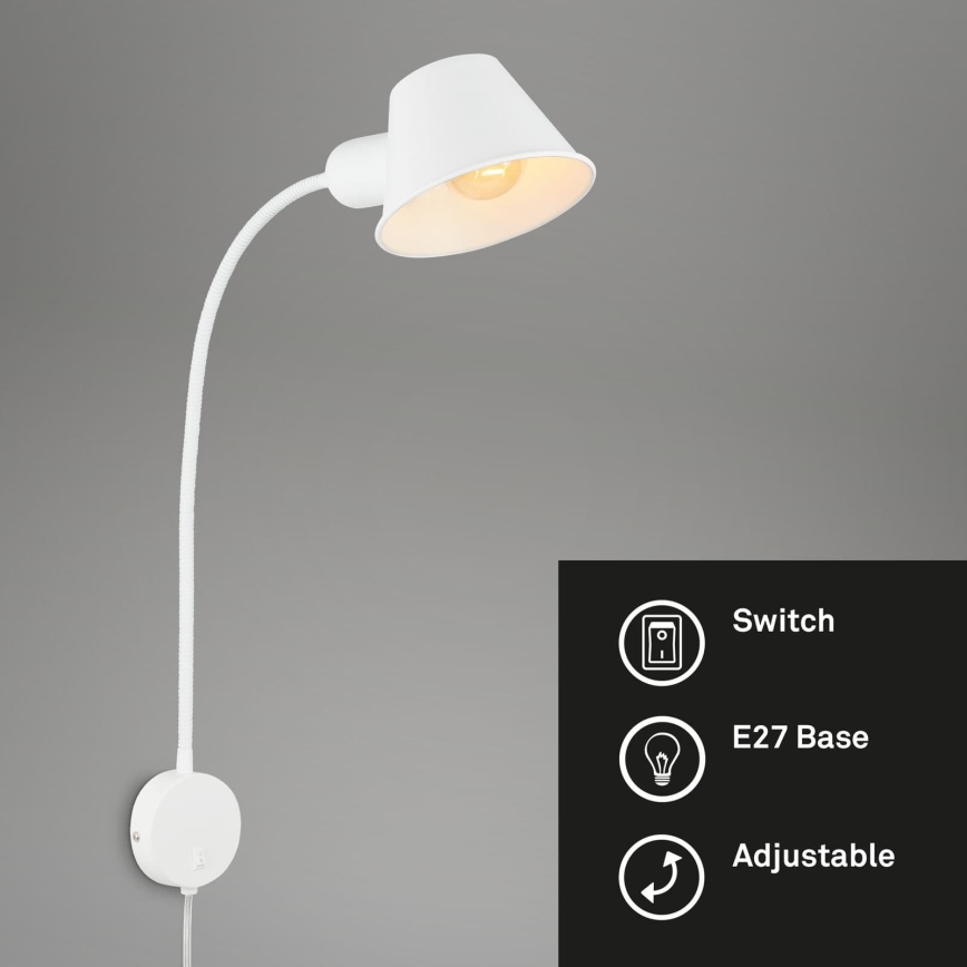 Briloner 2089-016 - Lampada da parete flessibile BRELLO 1xE27/10W/230V bianca