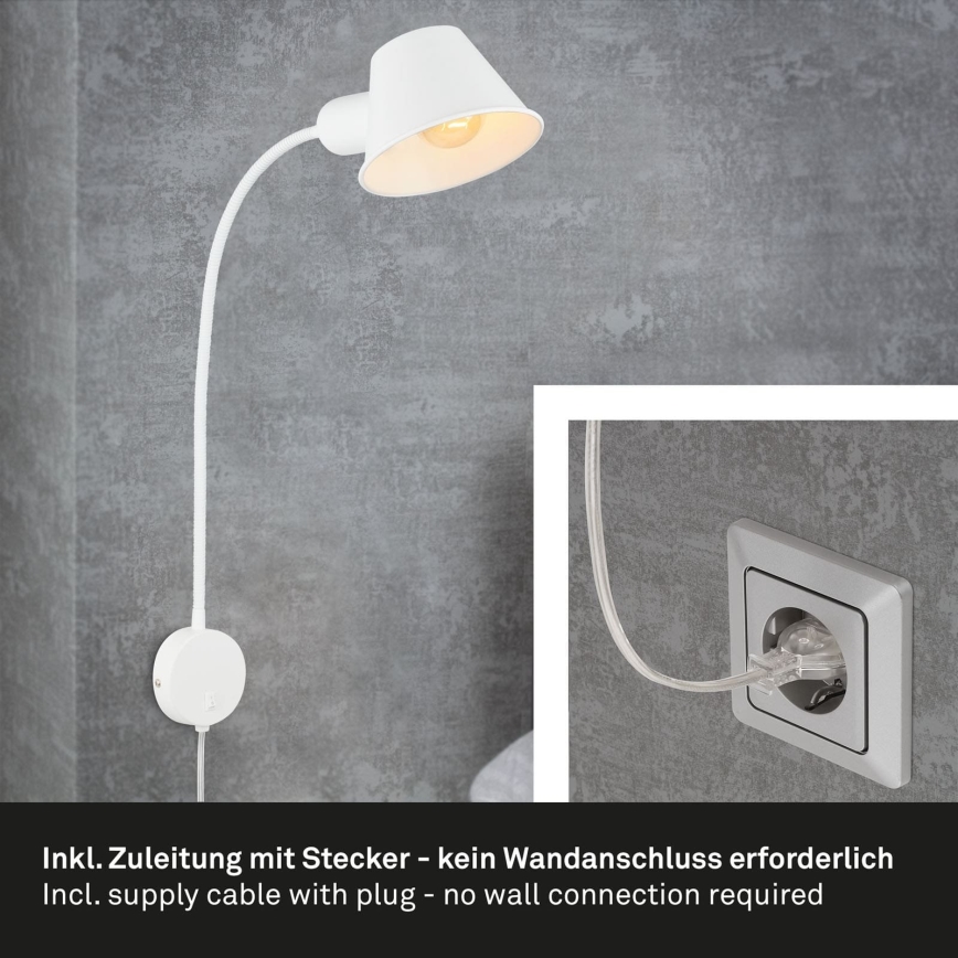 Briloner 2089-016 - Lampada da parete flessibile BRELLO 1xE27/10W/230V bianca