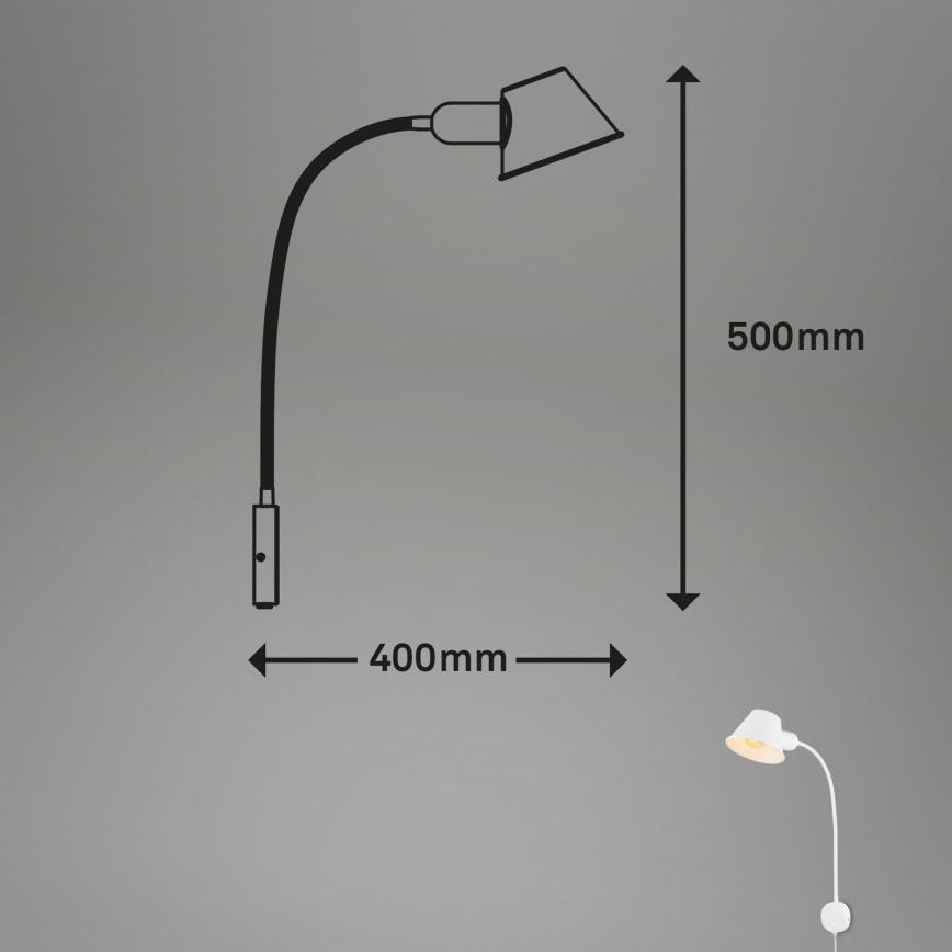 Briloner 2089-016 - Lampada da parete flessibile BRELLO 1xE27/10W/230V bianca