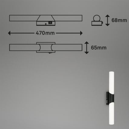 Briloner 2111-115 - Illuminazione per specchio da bagno LED/11W/230V IP44 47 cm nera