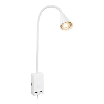 Briloner 2175-016 - Lampada da parete flessibile con porta USB 1xGU10/10W/230V bianca
