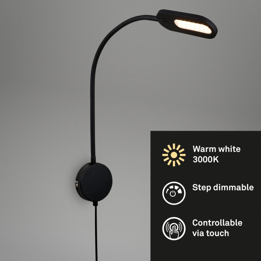Briloner 2177015 - LED Dimmerabile flexible wall lampada LED/6W/230V nero