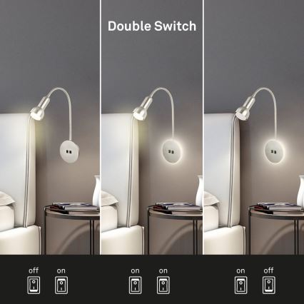Briloner 2178012 - LED Lampada flessibile da muro 1xE14/10W/230V + LED/3W cromo opaco