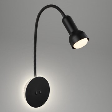 Briloner 2178015 - Lampada da parete flessibile LED 1xE14/10W/230V + LED/3W nero