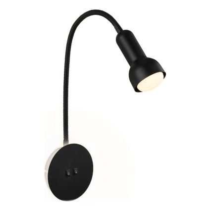 Briloner 2178015 - Lampada da parete flessibile LED 1xE14/10W/230V + LED/3W nero