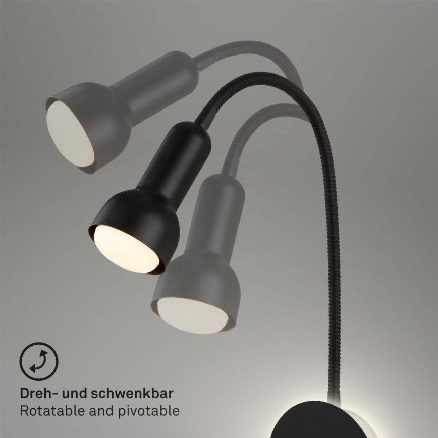 Briloner 2178015 - Lampada da parete flessibile LED 1xE14/10W/230V + LED/3W nero