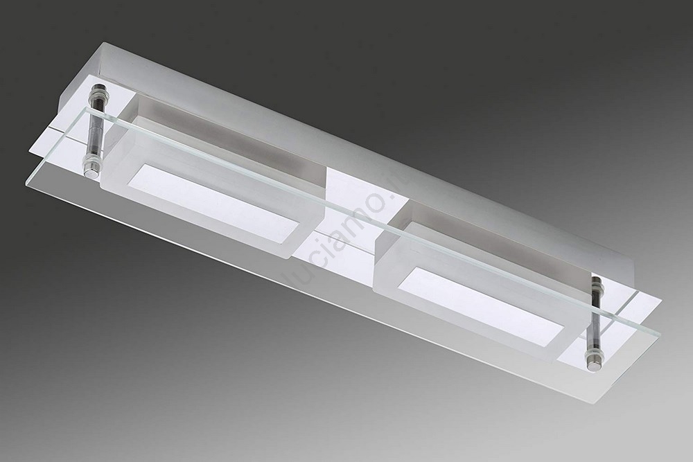 Briloner Leuchten Plafoniera LED Rettangolare 24x12 Cm – 2 X GU10 3W 250 Lumen Cromo