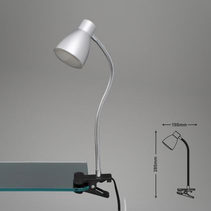 Briloner 2615-014P - Lampada con morsetto LED GRIP LED/2,5W/230V argento