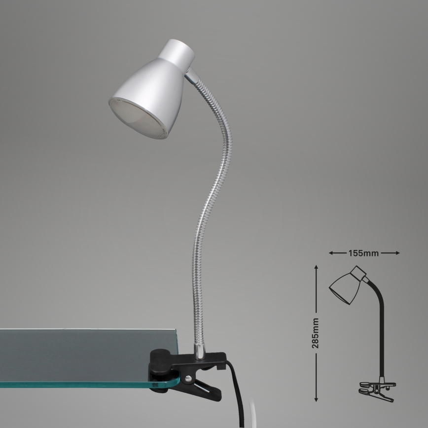 Briloner 2615-014P - Lampada con morsetto LED GRIP LED/2,5W/230V argento