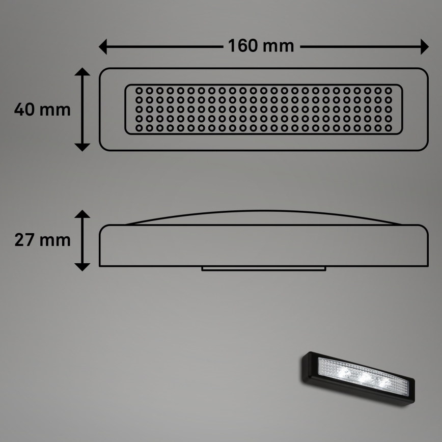 Briloner 2689-035 - LED Luce di orientamento a sfioramento LERO LED/0,18W/3xAAA nero