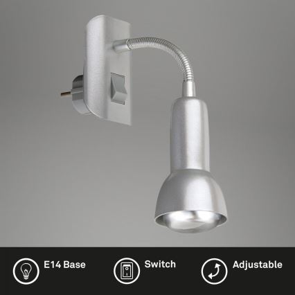 Briloner 2739-014P - Lampada con spina integrata 1xE14/25W/230V