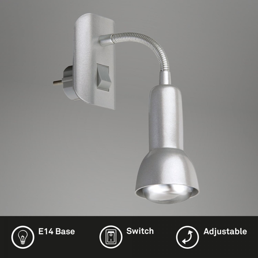 Briloner 2739-014P - Lampada con spina integrata 1xE14/25W/230V