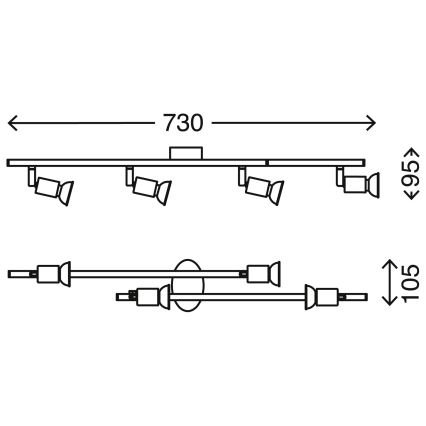 Briloner 2767-042 - Faretto LED SIMPLE 4xGU10/3W/230V