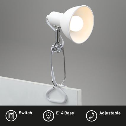 Briloner 2790-016 - Lampada con morsetto FIX 1xE14/8W/230V bianco