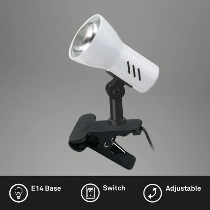 Briloner 2794/016P - Lampada con clip 1xE14/40W/230V nero/bianco