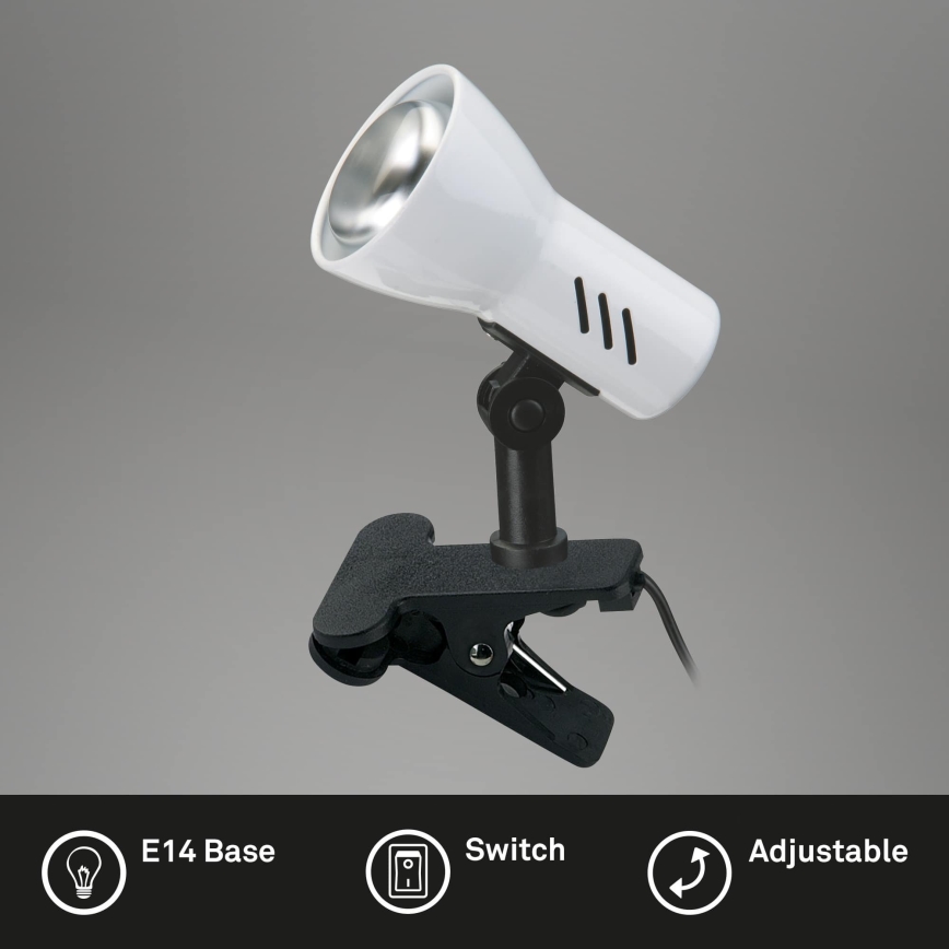 Briloner 2794/016P - Lampada con clip 1xE14/40W/230V nero/bianco