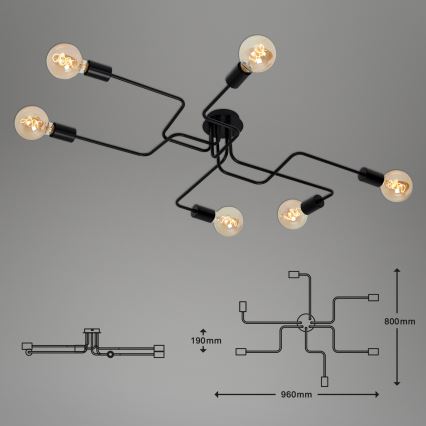 Briloner 2887-065 - Lampadario a plafone FARETTO 6xE27/60W/230V