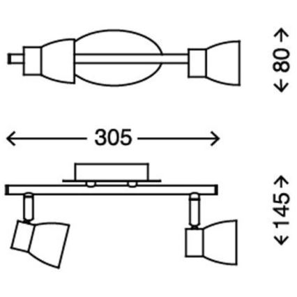 Briloner 2914-022 - Faretto LED 2xGU10/3W/230V 3000K