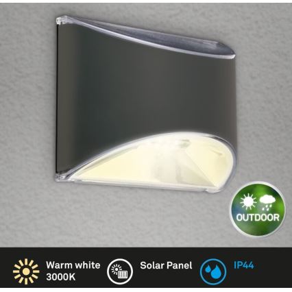 Briloner 3133015 - Lampada da parete solare a LED LED/2W/3,7V IP44 3000K 300 mAh