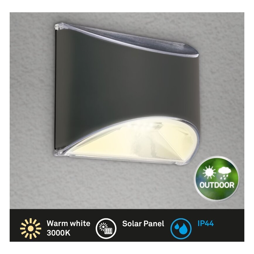 Briloner 3133015 - Lampada da parete solare a LED LED/2W/3,7V IP44 3000K 300 mAh