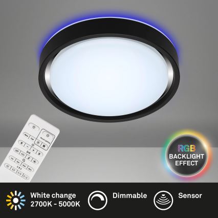 Briloner 3227-015 - Lampada da soffitto dimmerabile LED RGB con sensore TALENA LED/24W/230V nero + telecomando