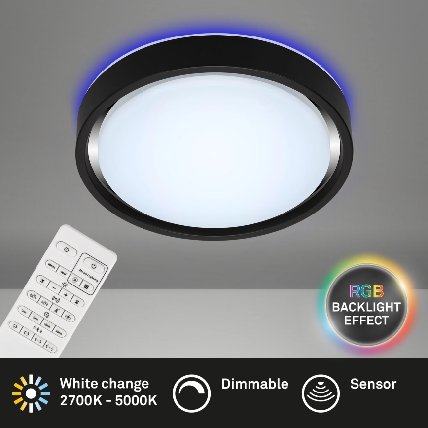 Briloner 3227-015 - Lampada da soffitto dimmerabile LED RGB con sensore TALENA LED/24W/230V nero + telecomando