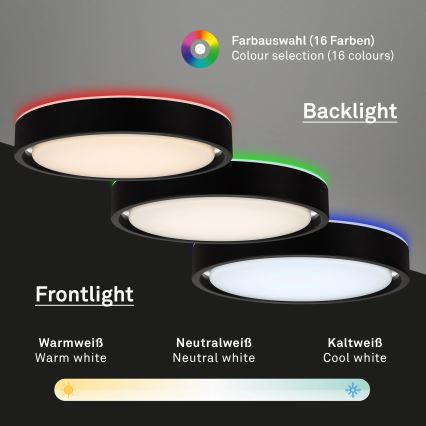 Briloner 3227-015 - Lampada da soffitto dimmerabile LED RGB con sensore TALENA LED/24W/230V nero + telecomando