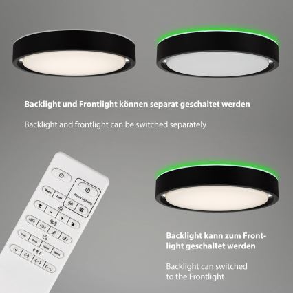 Briloner 3227-015 - Lampada da soffitto dimmerabile LED RGB con sensore TALENA LED/24W/230V nero + telecomando