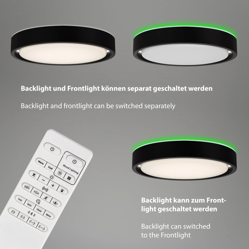 Briloner 3227-015 - Lampada da soffitto dimmerabile LED RGB con sensore TALENA LED/24W/230V nero + telecomando