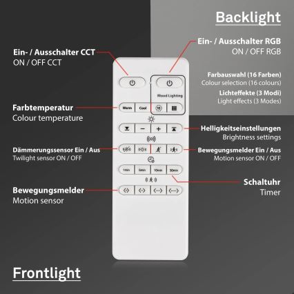 Briloner 3227-015 - Lampada da soffitto dimmerabile LED RGB con sensore TALENA LED/24W/230V nero + telecomando