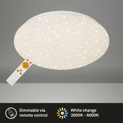 Briloner 3373-016 - Plafoniera LED dimmerabile STARRY/15W/230V 3000–6500K Ø 28 cm bianca + telecomando