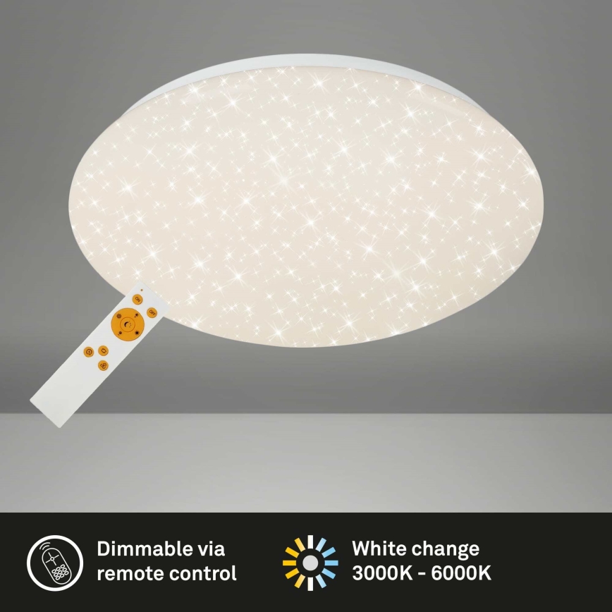Briloner 3373-016 - Plafoniera LED dimmerabile STARRY/15W/230V 3000–6500K Ø 28 cm bianca + telecomando
