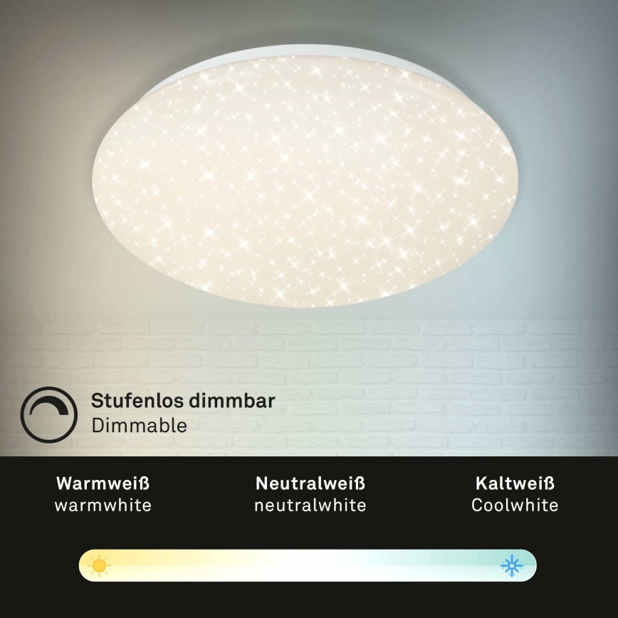 Briloner 3373-016 - Plafoniera LED dimmerabile STARRY/15W/230V 3000–6500K Ø 28 cm bianca + telecomando